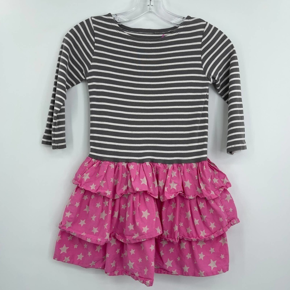 Mini Boden stripe long sleeve star ruffle dress